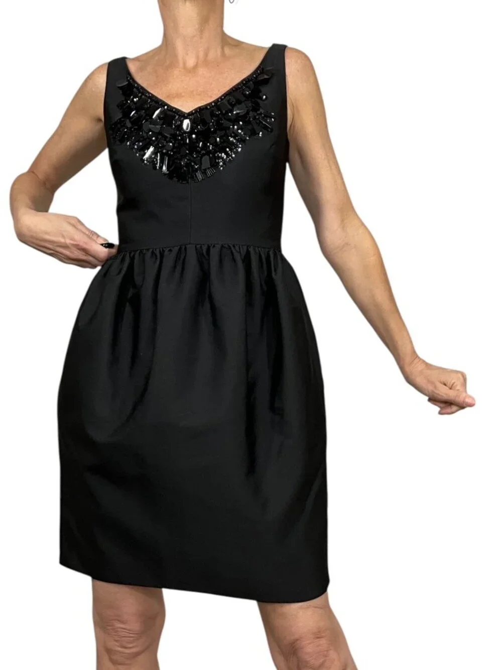 Kate Spade Embellished Cupcake Dress 0 Black Mini Sleeveless Pockets